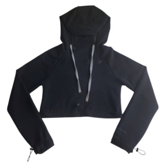 Gymshark X Whitney Simmons Black Cropped Hoodie Size XS - Picture 1 of 8